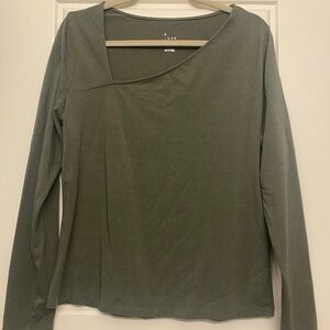 a new day Asymmetrical Neck Long Sleeve Top in Olive